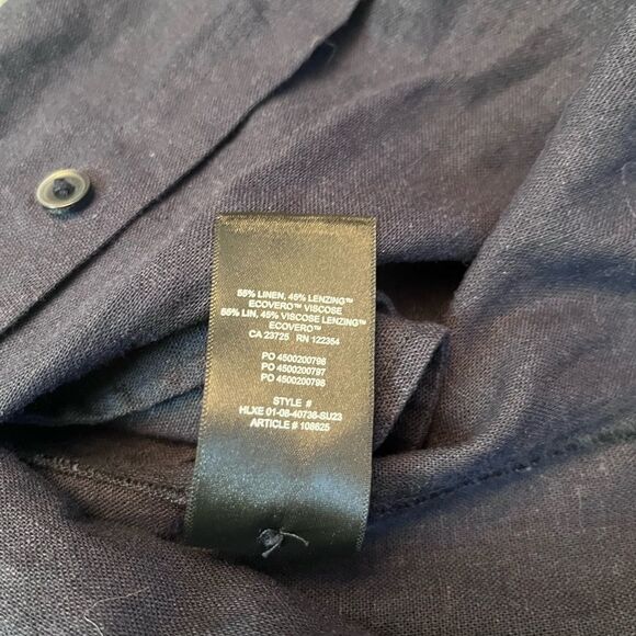 Aritzia Babaton Navy Button-Up Linen Blend Shirt Maxi Dress Size S - Picture 6 of 6